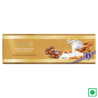 Lindt Swiss Premium Milk Chocolate with Almonds bar, 300g (Imported) - Remkart